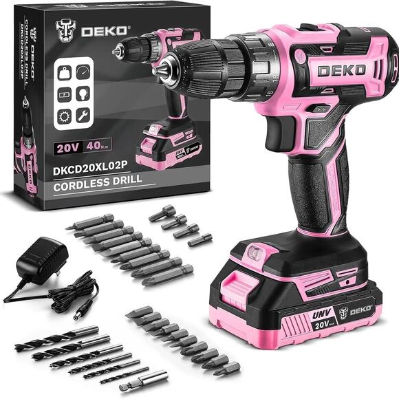 Pink Cordless Power Drill 20V Electric Power Drill Tool Set - Picture 6 of 6